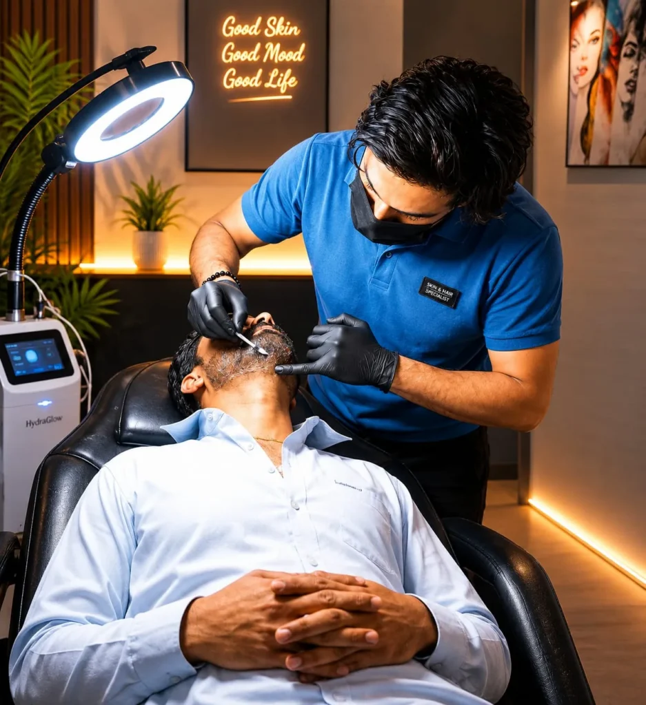 Doctor Performing Professional Skin Treatment Procedure